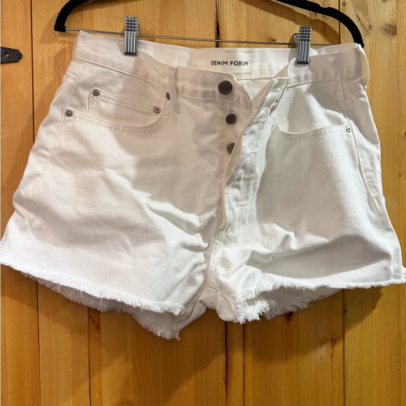 Denim Forum Pants - Denim Forum White Jean Shorts Size 30